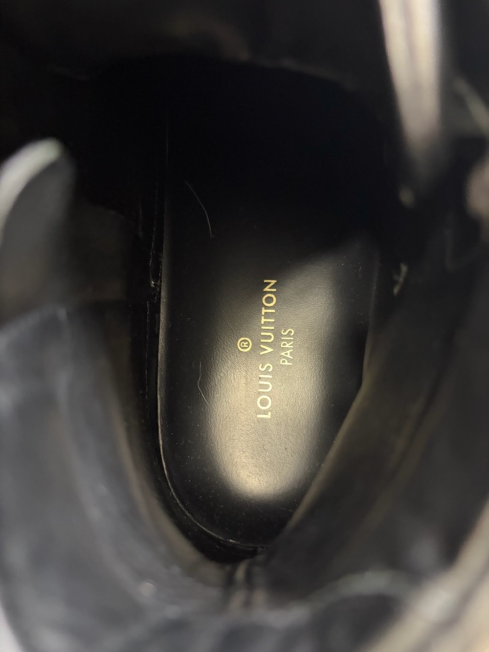 Authentic Louis Vuitton Black Leather High-Top Sneakers with Monogram Trim - Picture 14 of 14